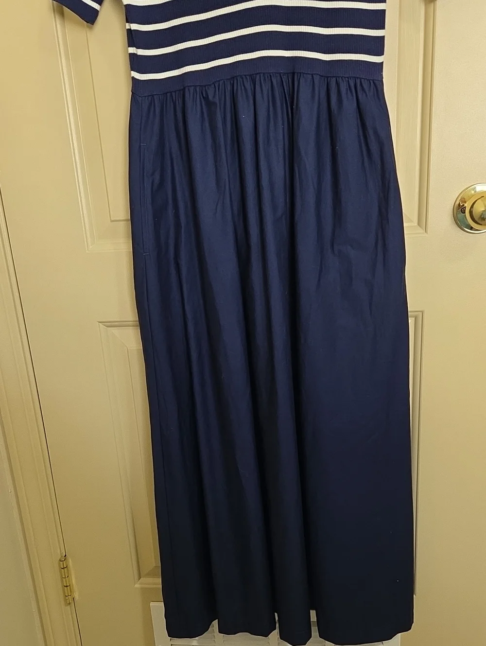 J. Crew  Navy & White Striped Polo Maxi Dressj